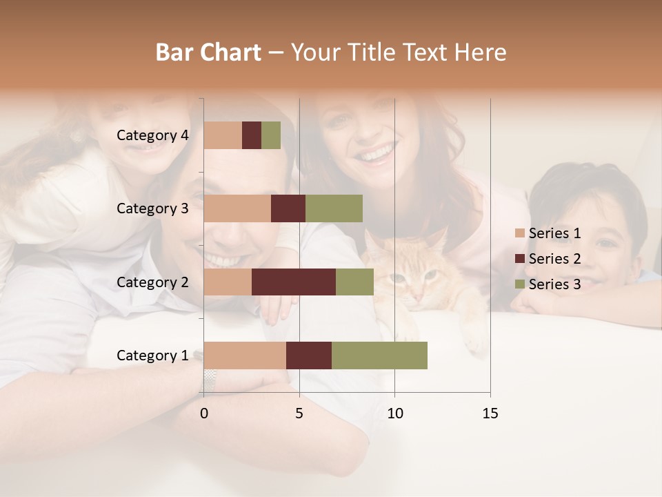 Portrait Of Siblings And Their Parents With Cute Cat Looking At Camera PowerPoint Template