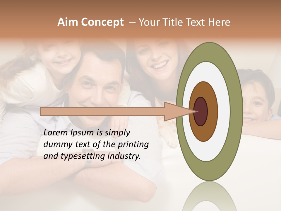 Portrait Of Siblings And Their Parents With Cute Cat Looking At Camera PowerPoint Template