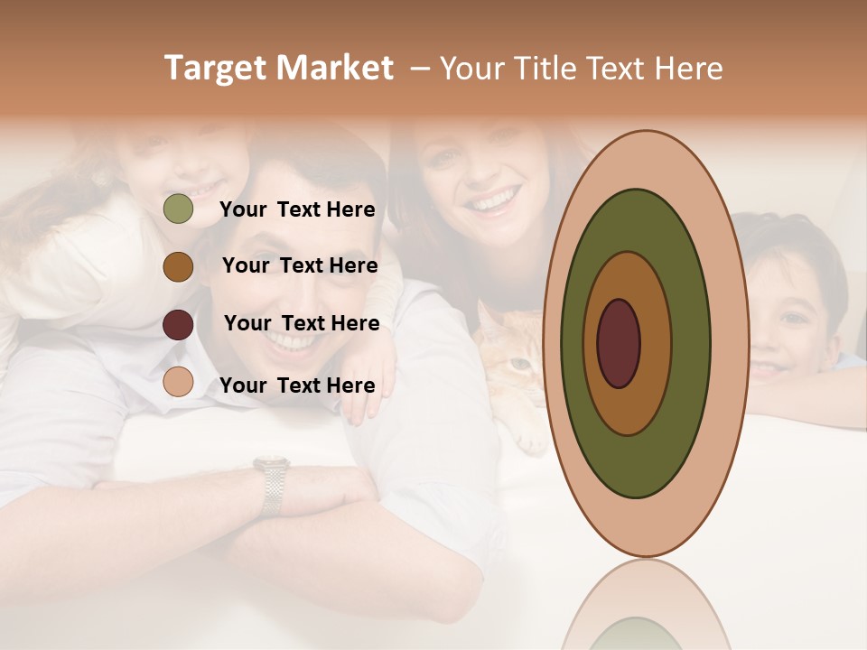 Portrait Of Siblings And Their Parents With Cute Cat Looking At Camera PowerPoint Template