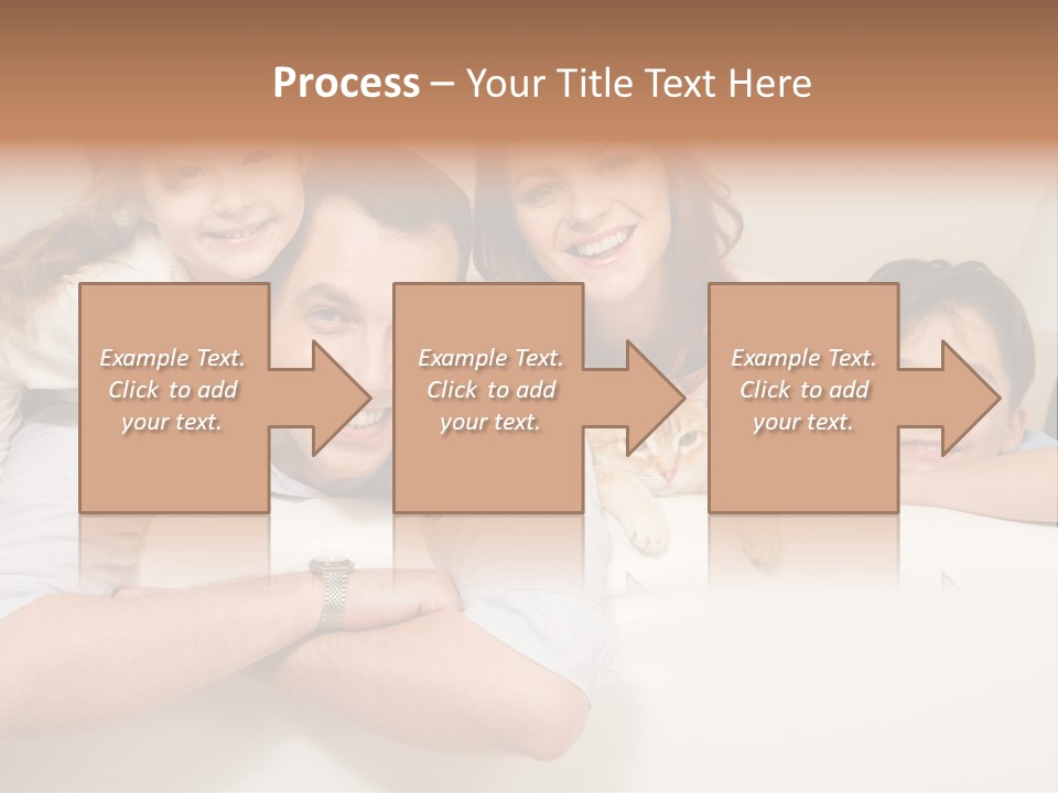 Portrait Of Siblings And Their Parents With Cute Cat Looking At Camera PowerPoint Template