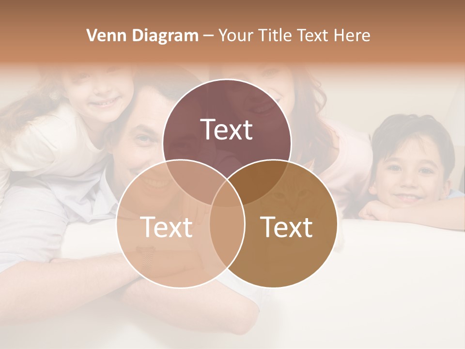 Portrait Of Siblings And Their Parents With Cute Cat Looking At Camera PowerPoint Template