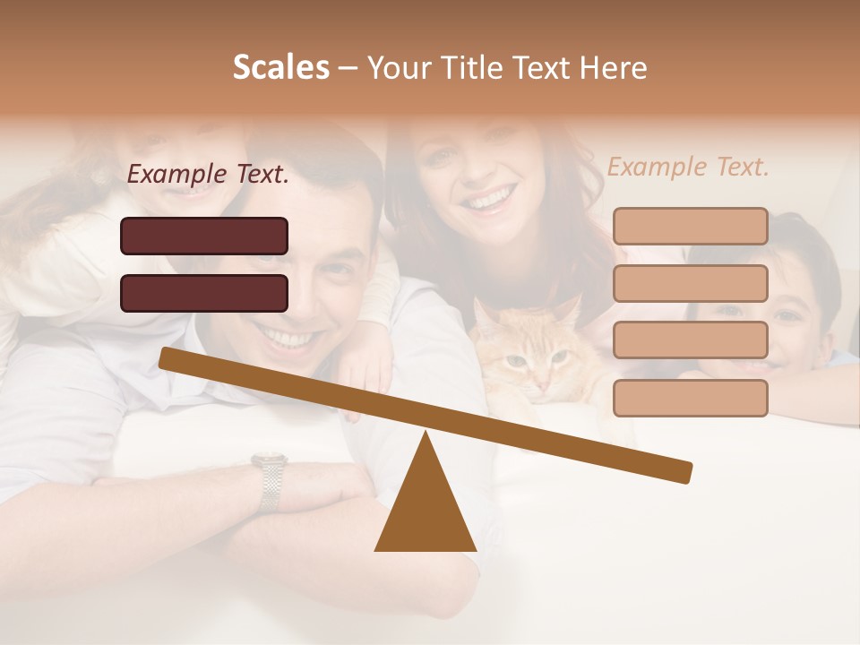 Portrait Of Siblings And Their Parents With Cute Cat Looking At Camera PowerPoint Template