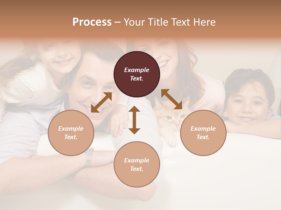Portrait Of Siblings And Their Parents With Cute Cat Looking At Camera PowerPoint Template