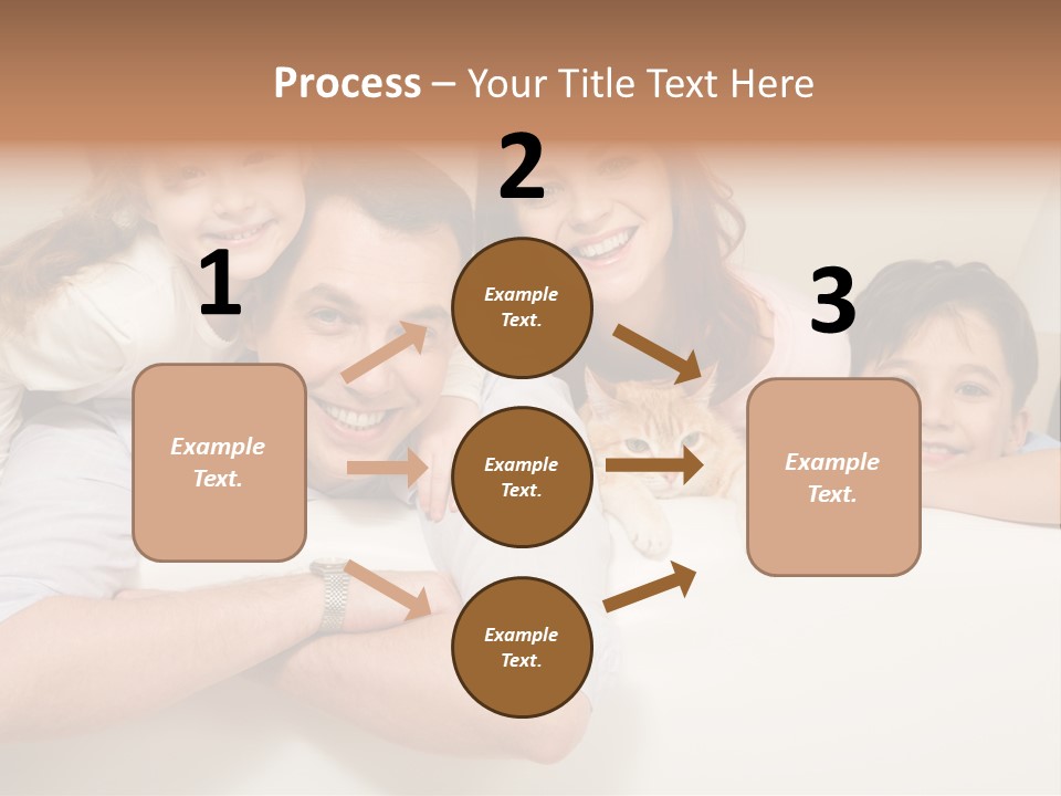 Portrait Of Siblings And Their Parents With Cute Cat Looking At Camera PowerPoint Template