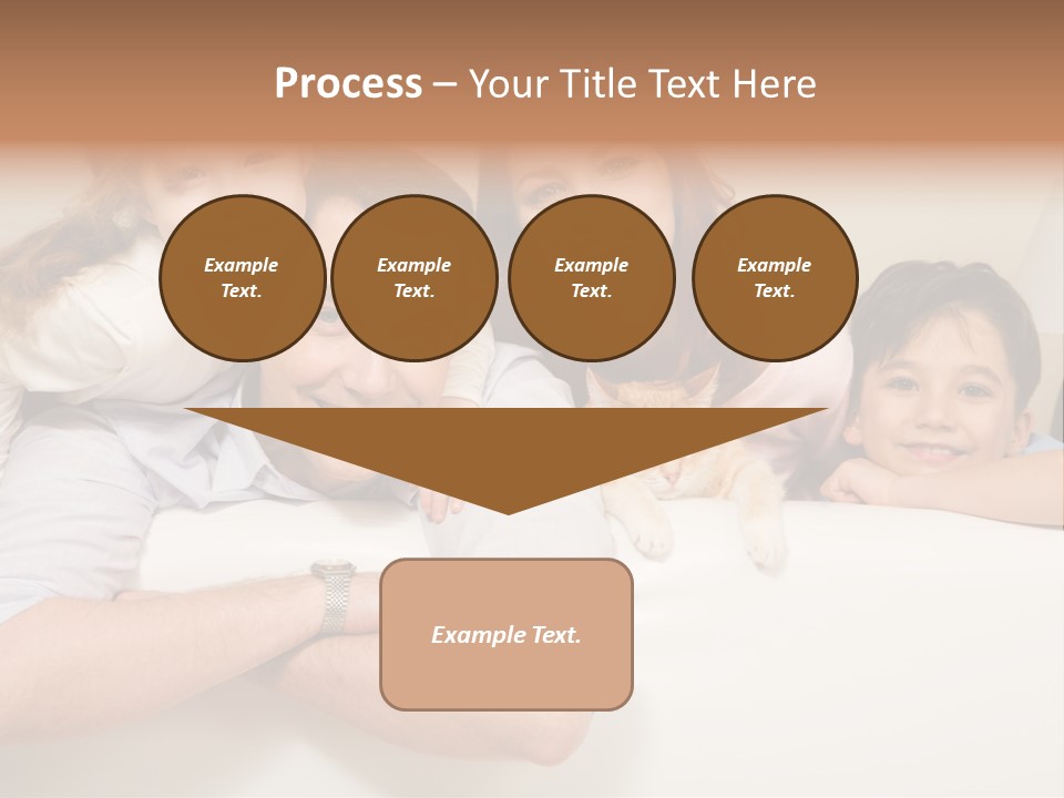 Portrait Of Siblings And Their Parents With Cute Cat Looking At Camera PowerPoint Template