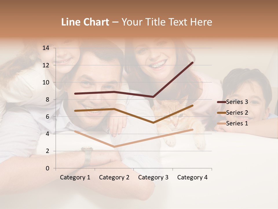 Portrait Of Siblings And Their Parents With Cute Cat Looking At Camera PowerPoint Template
