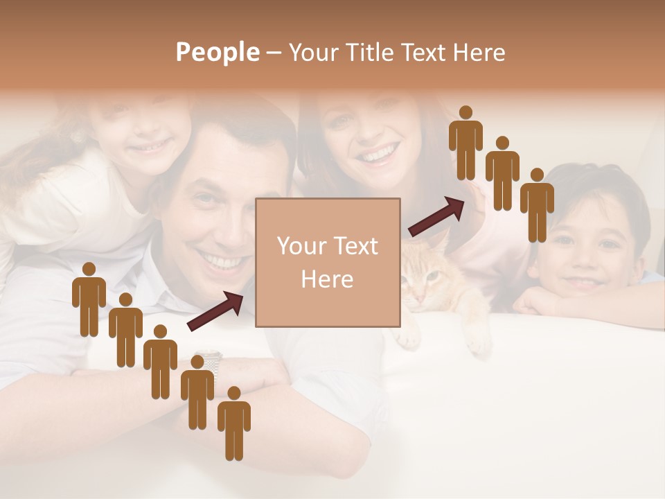 Portrait Of Siblings And Their Parents With Cute Cat Looking At Camera PowerPoint Template