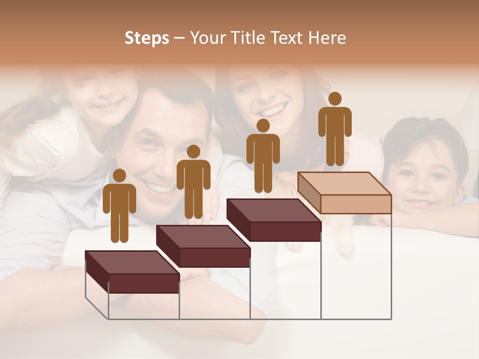 Portrait Of Siblings And Their Parents With Cute Cat Looking At Camera PowerPoint Template