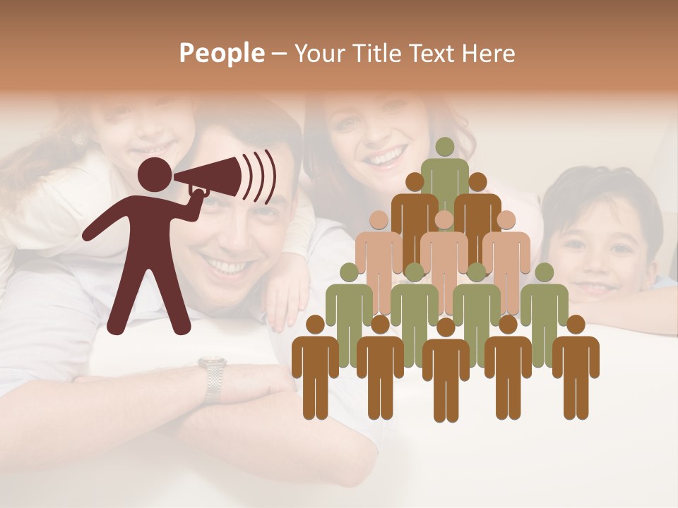 Portrait Of Siblings And Their Parents With Cute Cat Looking At Camera PowerPoint Template