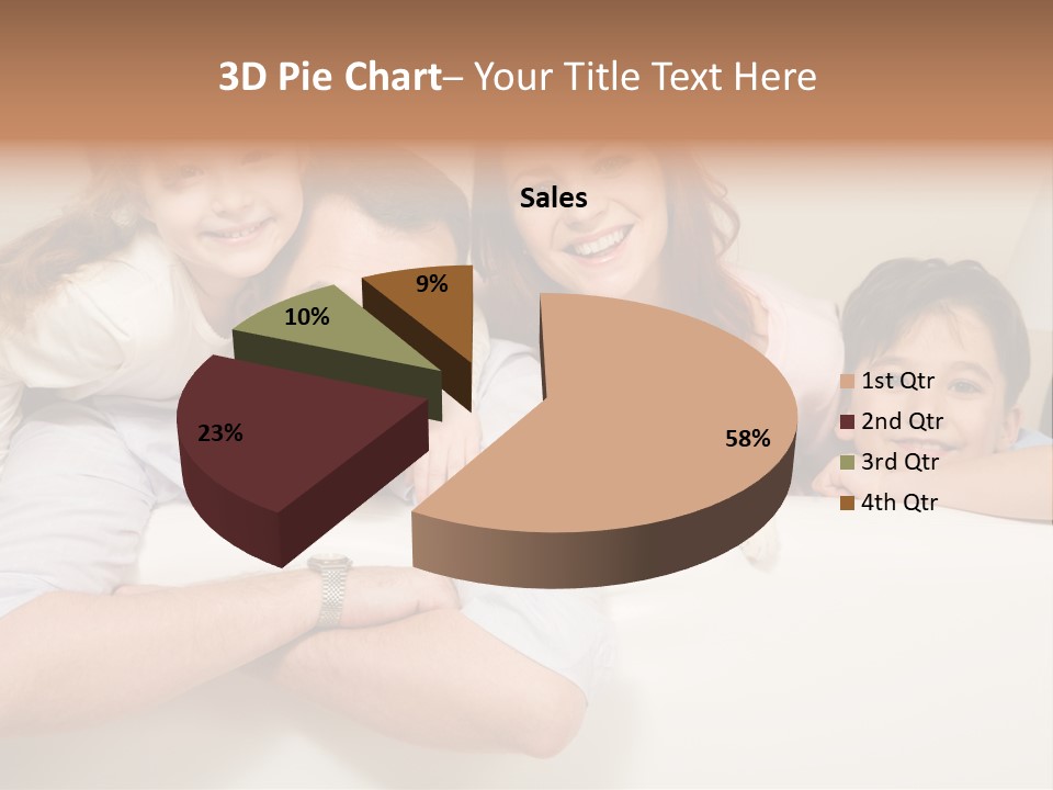 Portrait Of Siblings And Their Parents With Cute Cat Looking At Camera PowerPoint Template