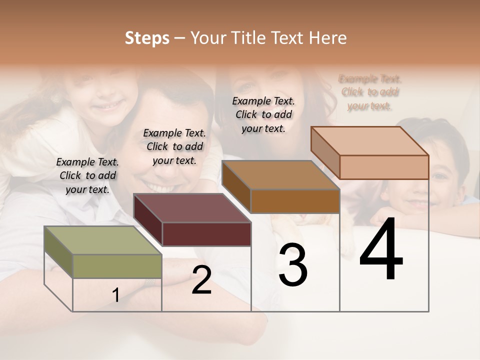 Portrait Of Siblings And Their Parents With Cute Cat Looking At Camera PowerPoint Template