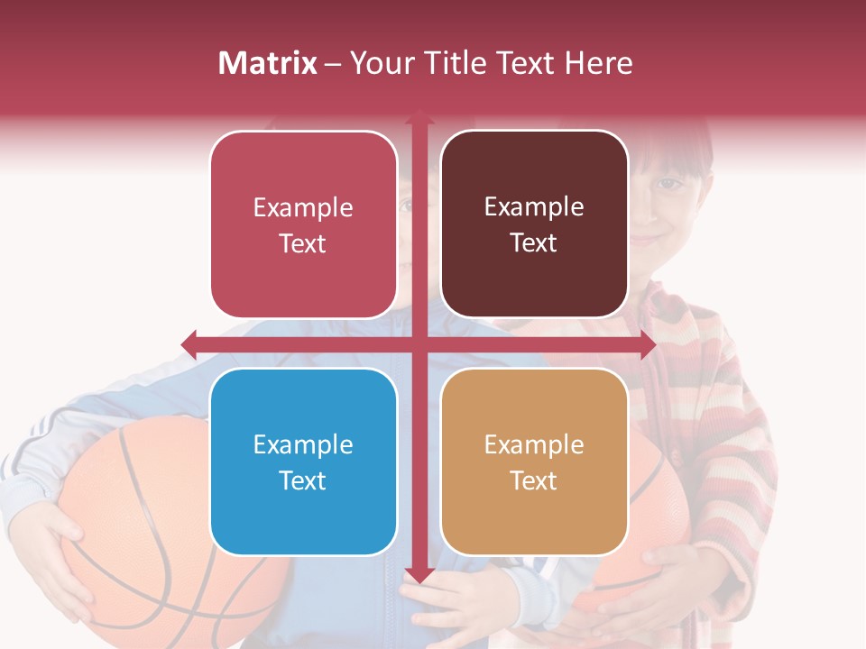 Two Adorable Children With Basketball On A Over White Background PowerPoint Template