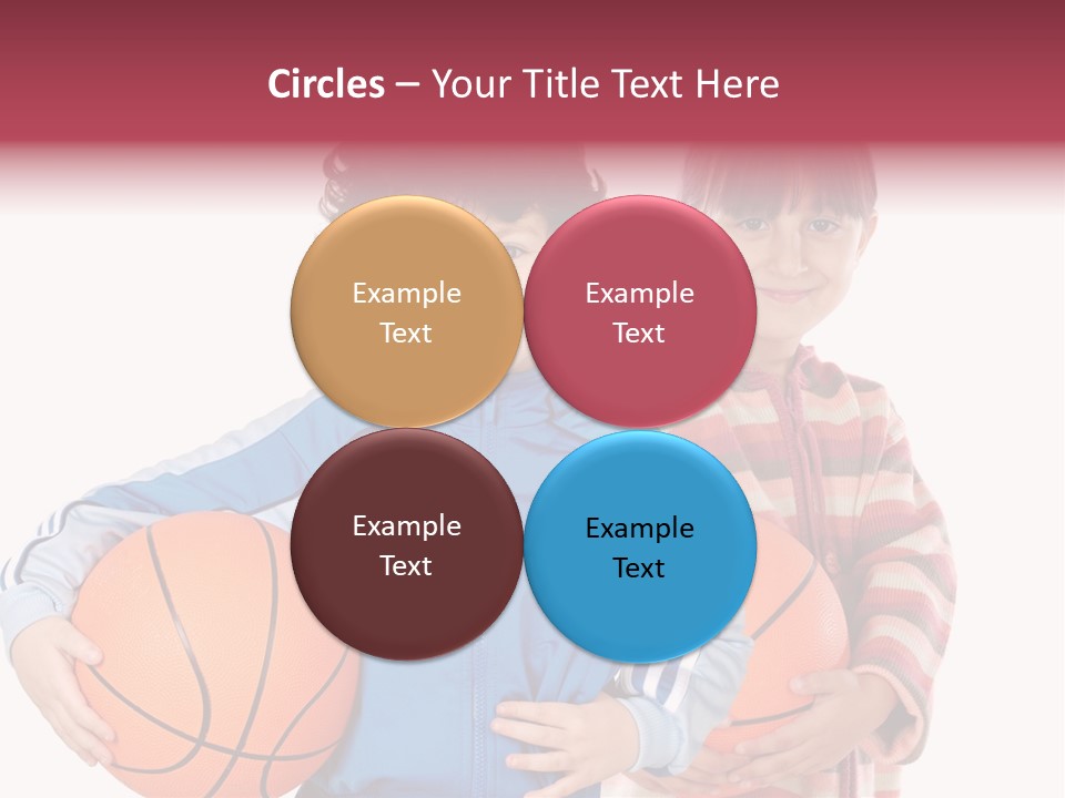 Two Adorable Children With Basketball On A Over White Background PowerPoint Template