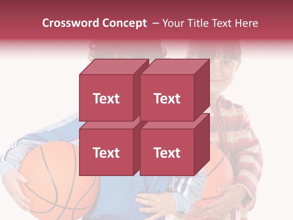 Two Adorable Children With Basketball On A Over White Background PowerPoint Template