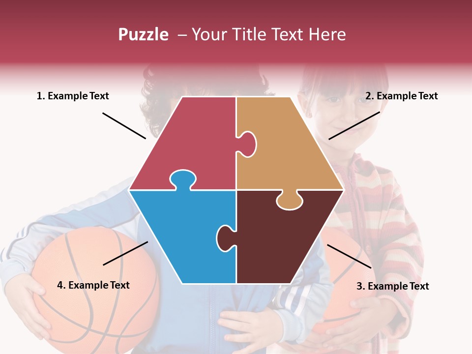 Two Adorable Children With Basketball On A Over White Background PowerPoint Template