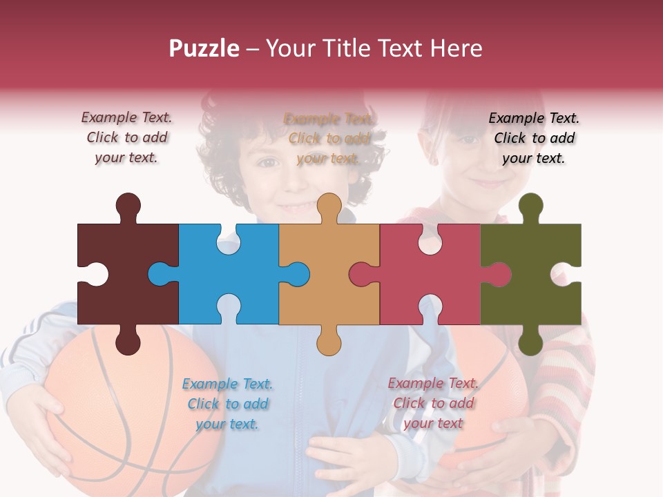 Two Adorable Children With Basketball On A Over White Background PowerPoint Template