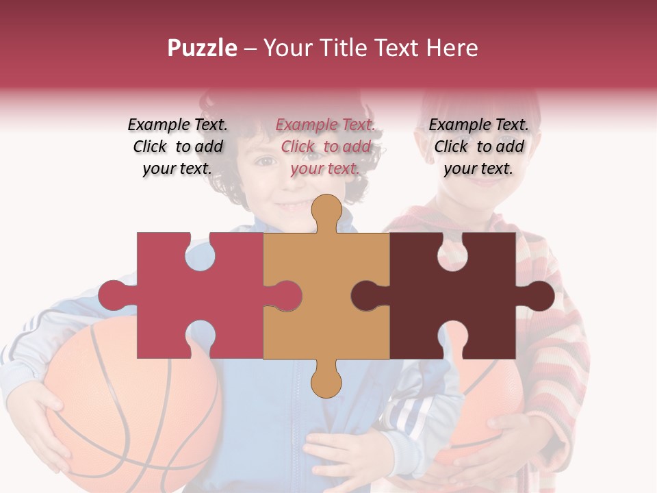 Two Adorable Children With Basketball On A Over White Background PowerPoint Template