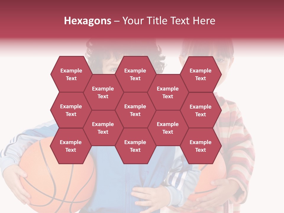 Two Adorable Children With Basketball On A Over White Background PowerPoint Template