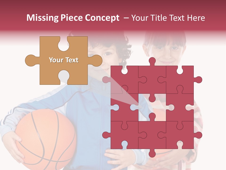 Two Adorable Children With Basketball On A Over White Background PowerPoint Template