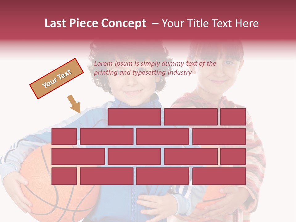 Two Adorable Children With Basketball On A Over White Background PowerPoint Template