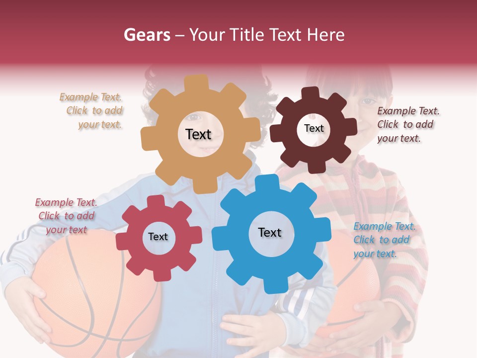 Two Adorable Children With Basketball On A Over White Background PowerPoint Template