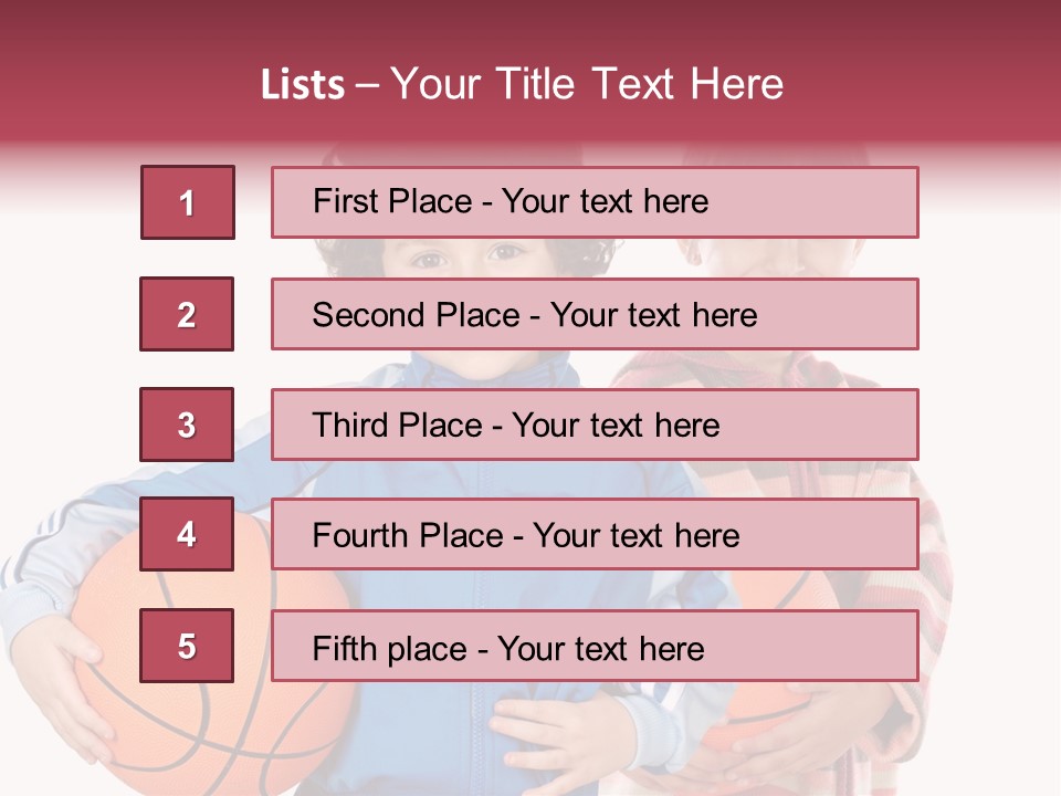 Two Adorable Children With Basketball On A Over White Background PowerPoint Template