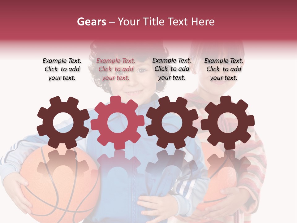 Two Adorable Children With Basketball On A Over White Background PowerPoint Template