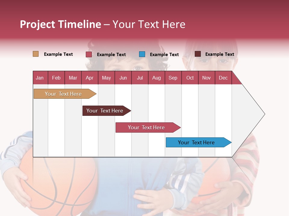 Two Adorable Children With Basketball On A Over White Background PowerPoint Template