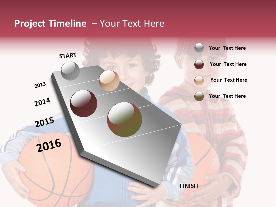 Two Adorable Children With Basketball On A Over White Background PowerPoint Template