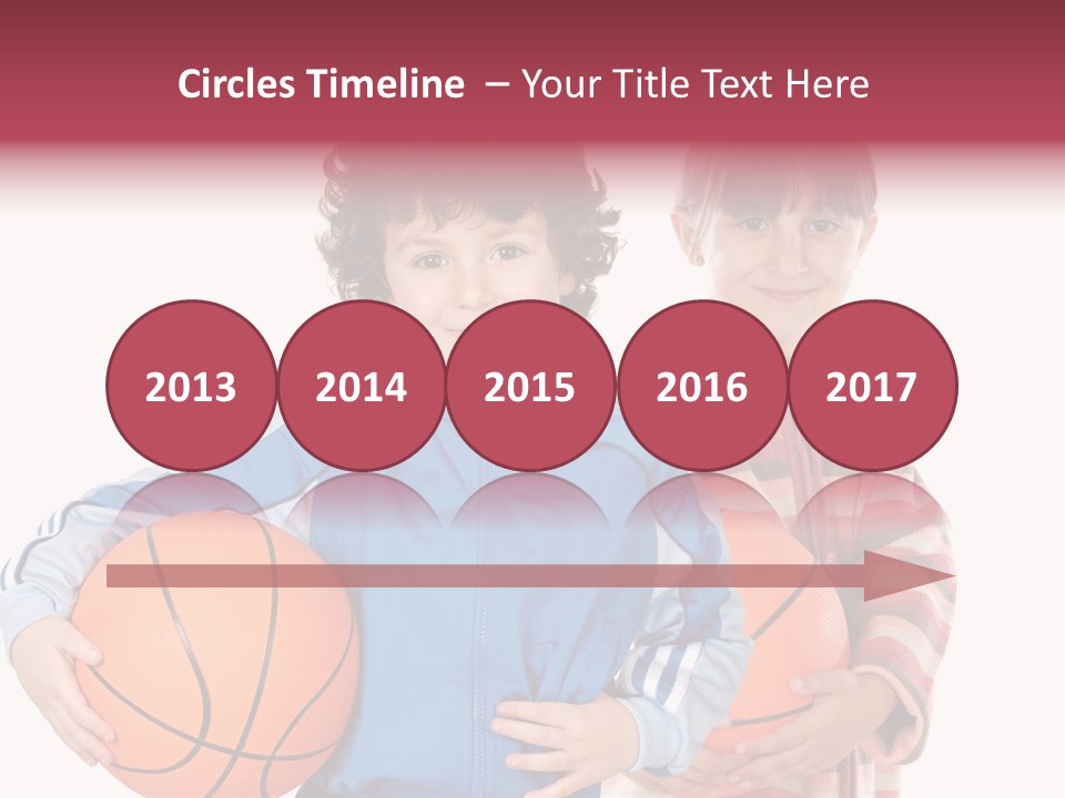 Two Adorable Children With Basketball On A Over White Background PowerPoint Template