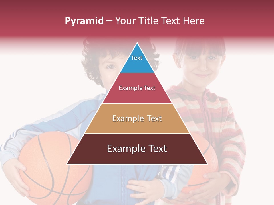 Two Adorable Children With Basketball On A Over White Background PowerPoint Template