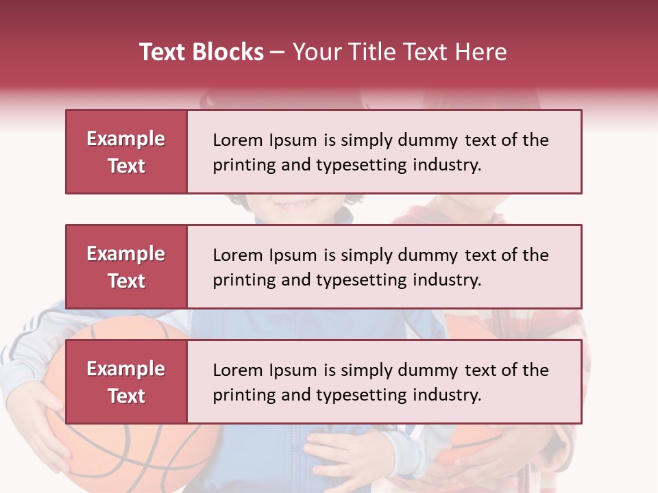 Two Adorable Children With Basketball On A Over White Background PowerPoint Template