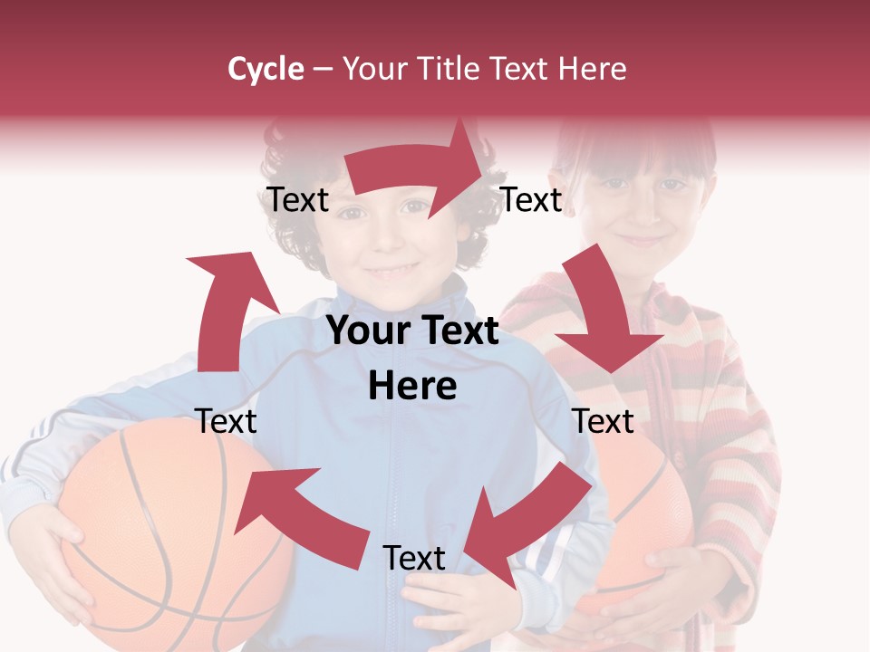 Two Adorable Children With Basketball On A Over White Background PowerPoint Template