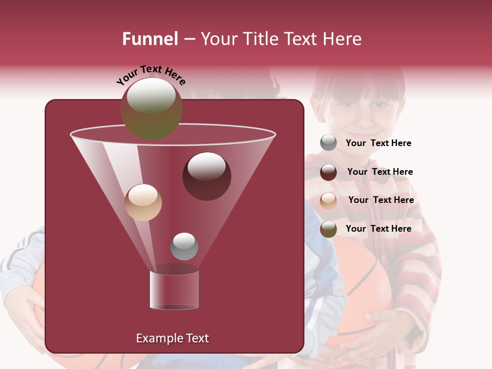 Two Adorable Children With Basketball On A Over White Background PowerPoint Template