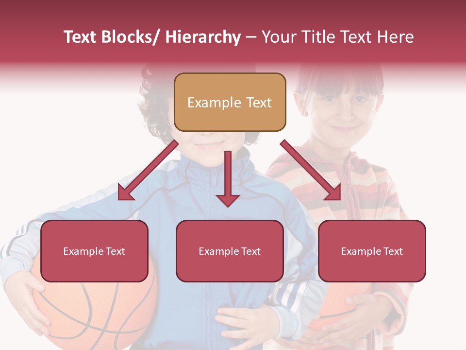 Two Adorable Children With Basketball On A Over White Background PowerPoint Template