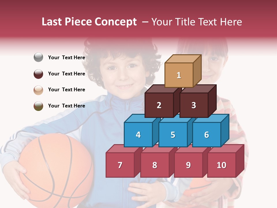 Two Adorable Children With Basketball On A Over White Background PowerPoint Template