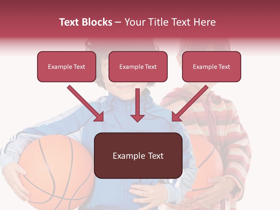 Two Adorable Children With Basketball On A Over White Background PowerPoint Template