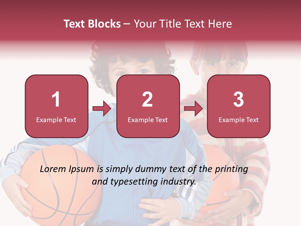 Two Adorable Children With Basketball On A Over White Background PowerPoint Template