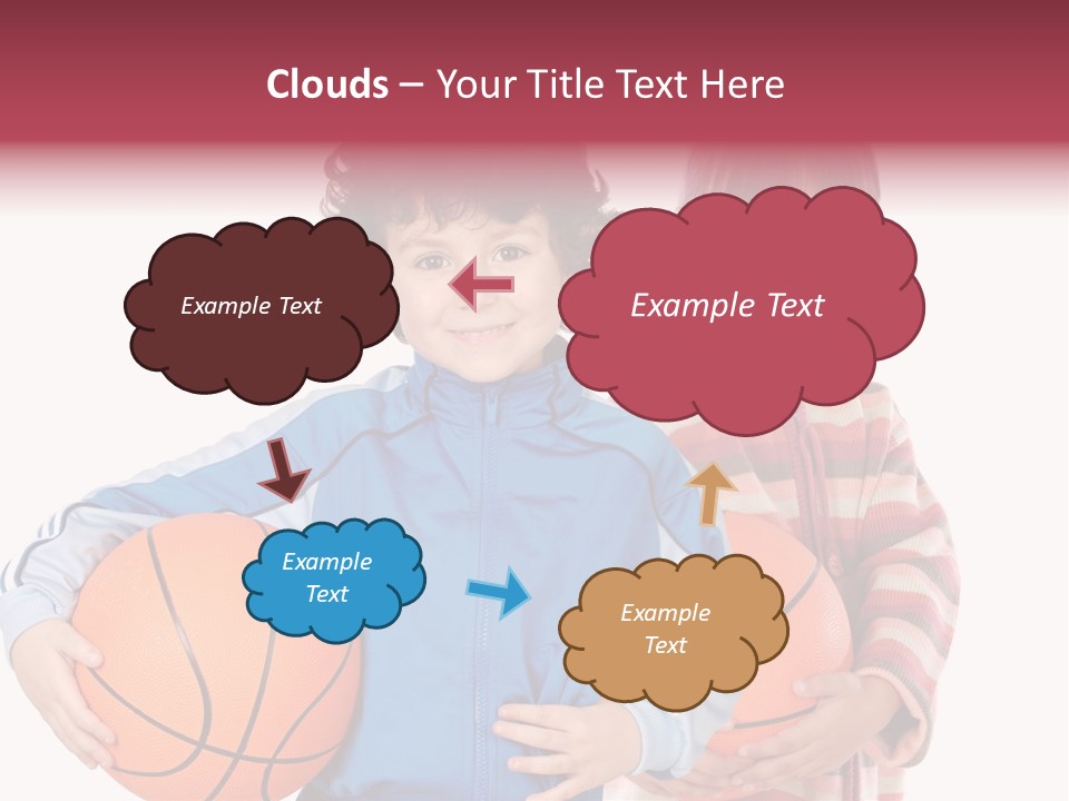 Two Adorable Children With Basketball On A Over White Background PowerPoint Template