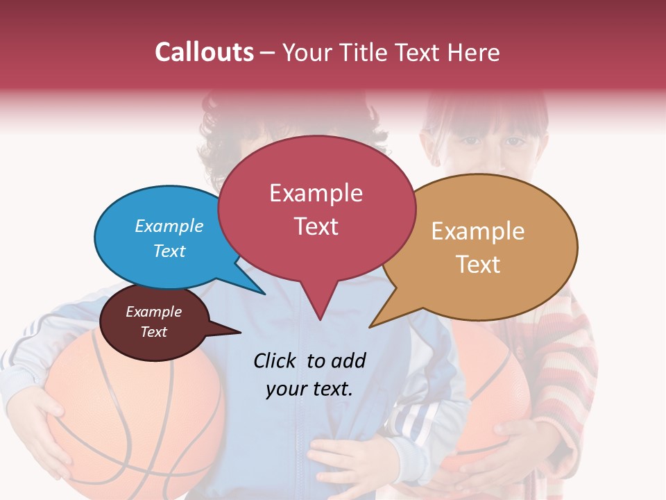 Two Adorable Children With Basketball On A Over White Background PowerPoint Template