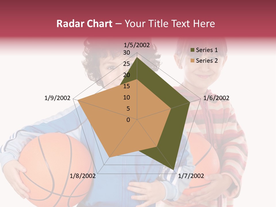 Two Adorable Children With Basketball On A Over White Background PowerPoint Template