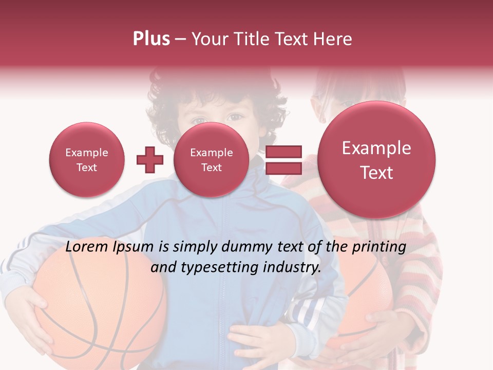 Two Adorable Children With Basketball On A Over White Background PowerPoint Template