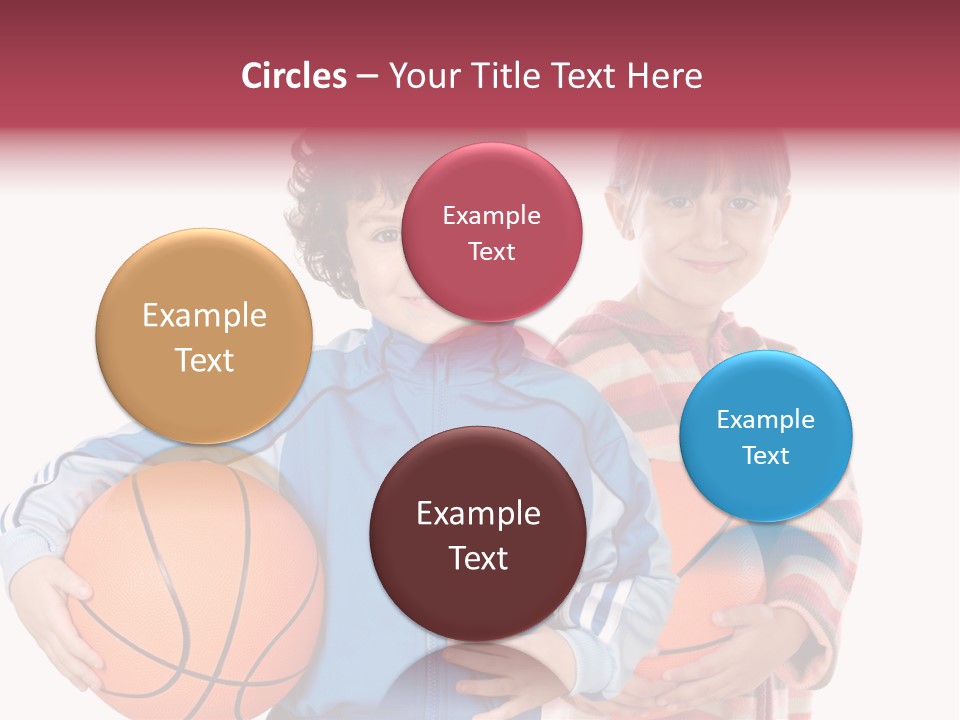 Two Adorable Children With Basketball On A Over White Background PowerPoint Template