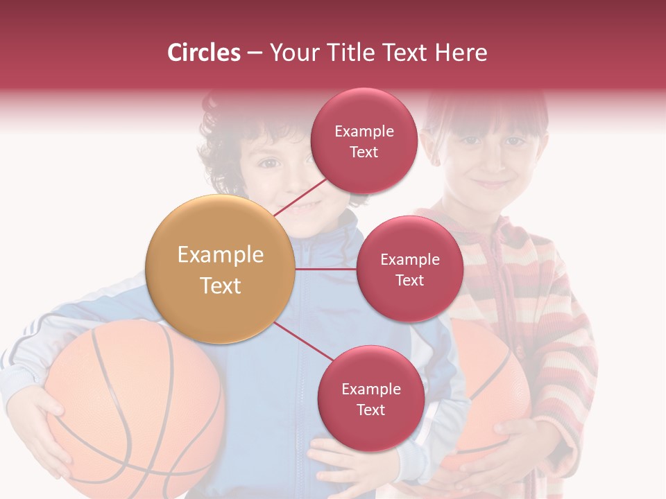 Two Adorable Children With Basketball On A Over White Background PowerPoint Template