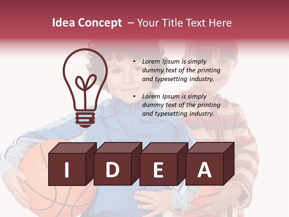 Two Adorable Children With Basketball On A Over White Background PowerPoint Template