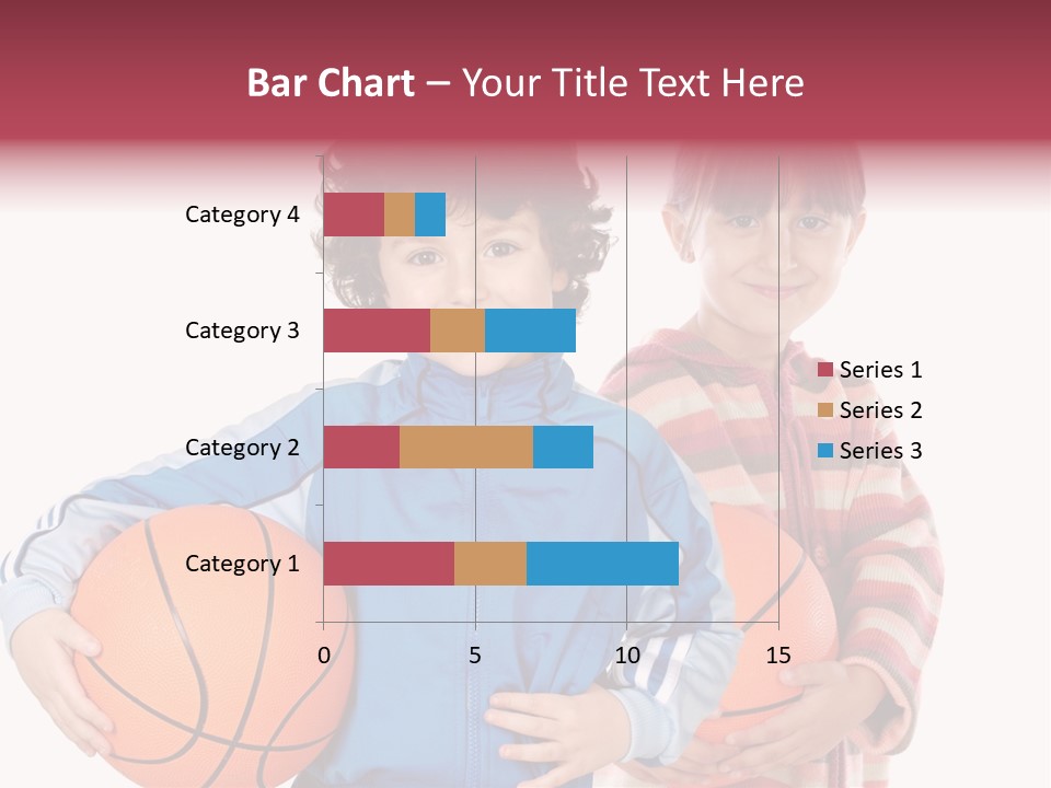 Two Adorable Children With Basketball On A Over White Background PowerPoint Template