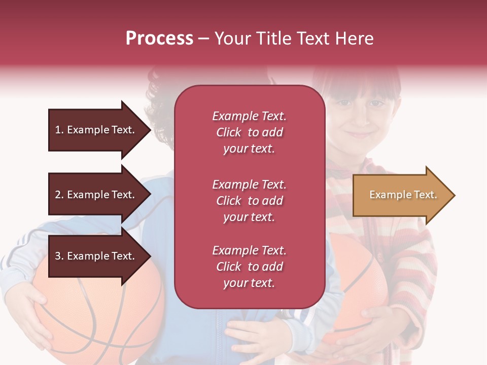 Two Adorable Children With Basketball On A Over White Background PowerPoint Template