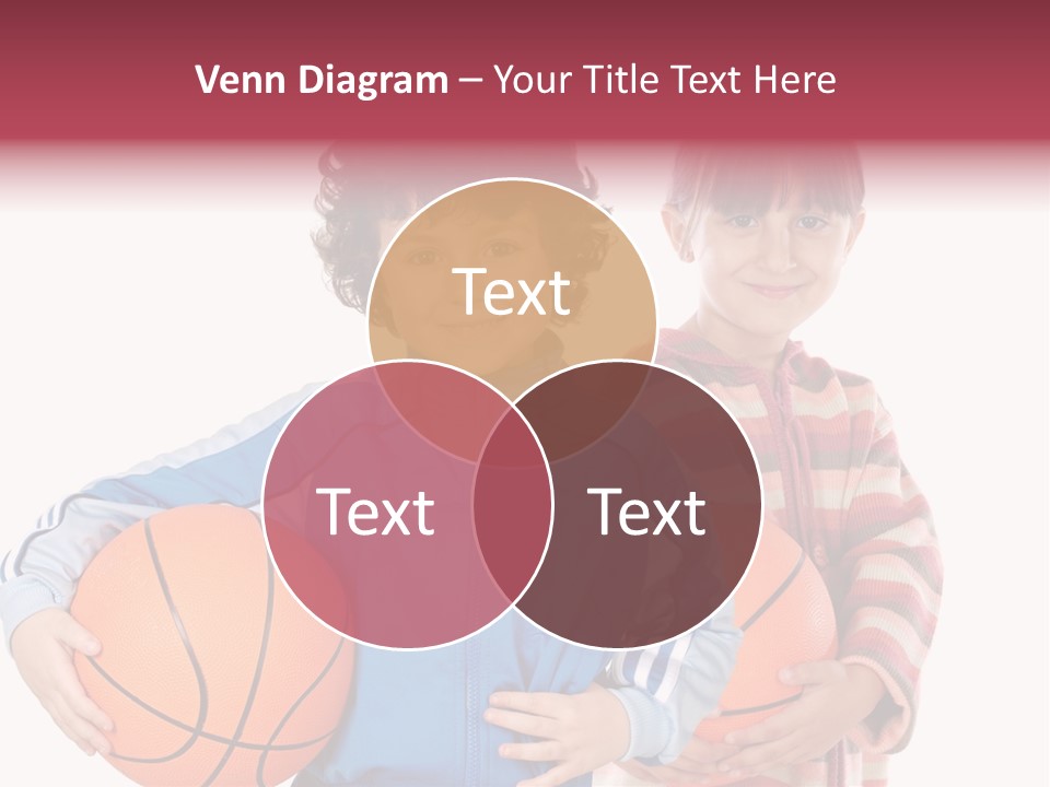 Two Adorable Children With Basketball On A Over White Background PowerPoint Template