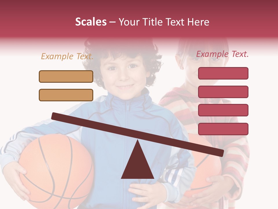 Two Adorable Children With Basketball On A Over White Background PowerPoint Template