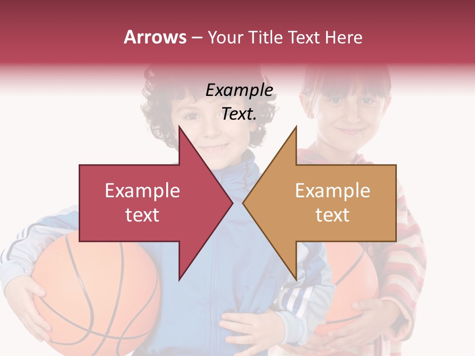 Two Adorable Children With Basketball On A Over White Background PowerPoint Template